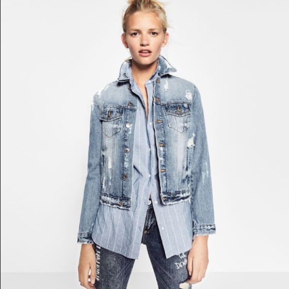 Zara distressed denim jacket